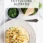 Creamy Alfredo Sauce served with herbs and parmesan