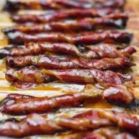 Brown Sugar Keto Bacon Twists on a sheet