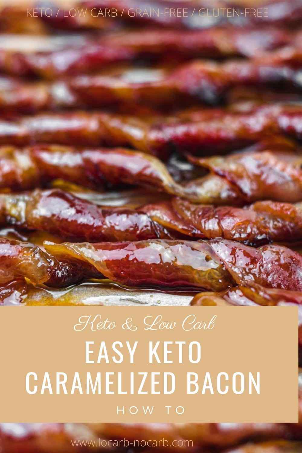 Keto Candied Bacon Sticks spread on a baking sheet