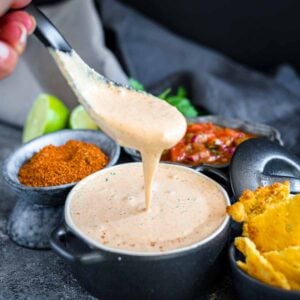 Creamy Keto Taco Salad Dressing Recipe in a black jar