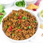 Ground Beef Taco Meat Recipe with cillantro and fresh chilli