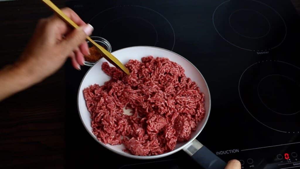 Best Homemade Ground Beef Taco Meat being cooked