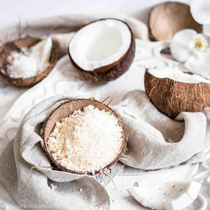 Homemade Coconut Shreds in a real coconut shells