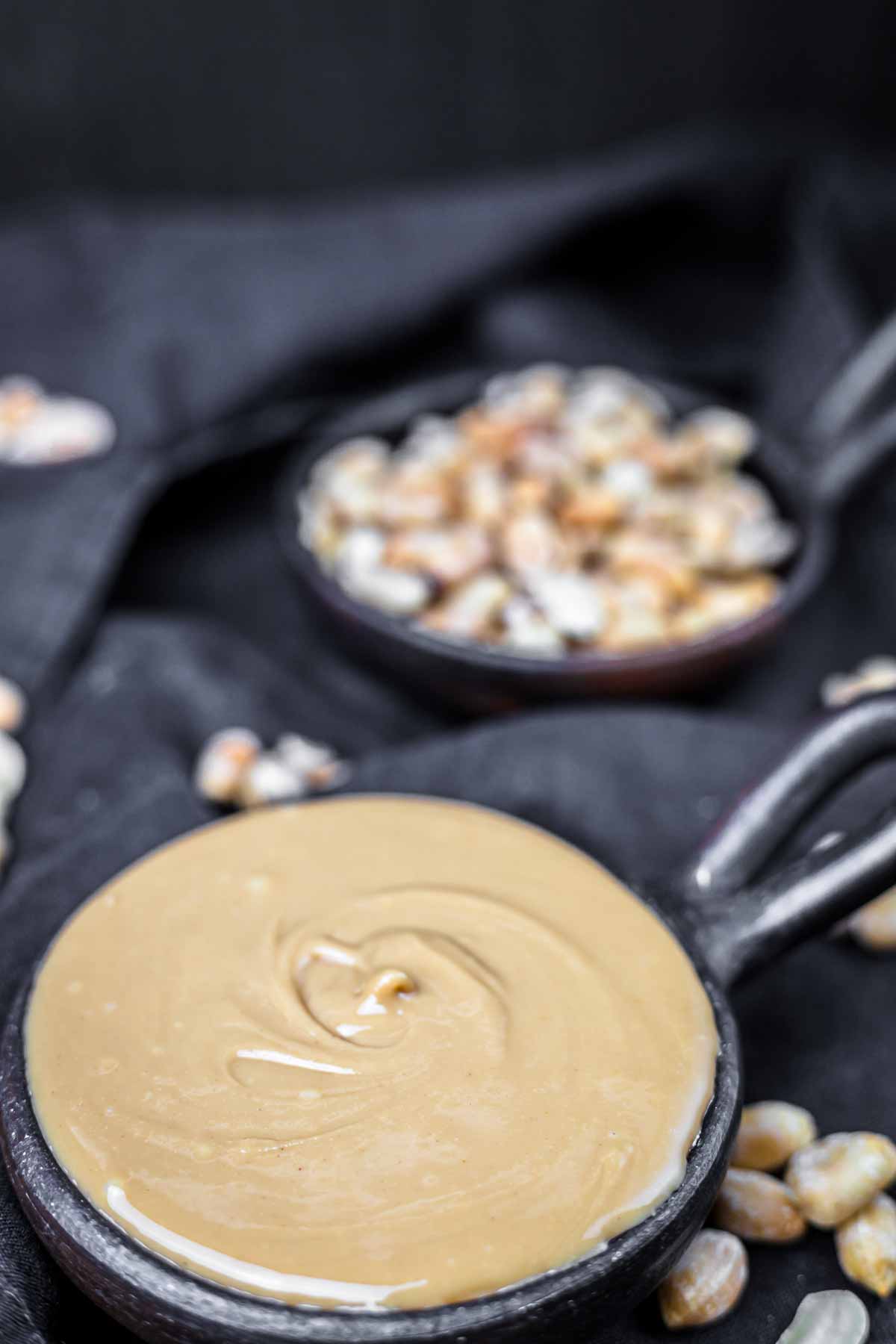 Low-Carb Peanut Butter in a dark bowl