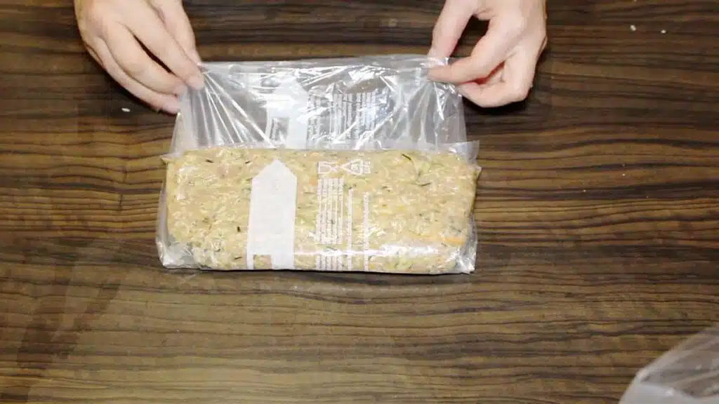 Keto Burger Recipe storing in a zip log bag