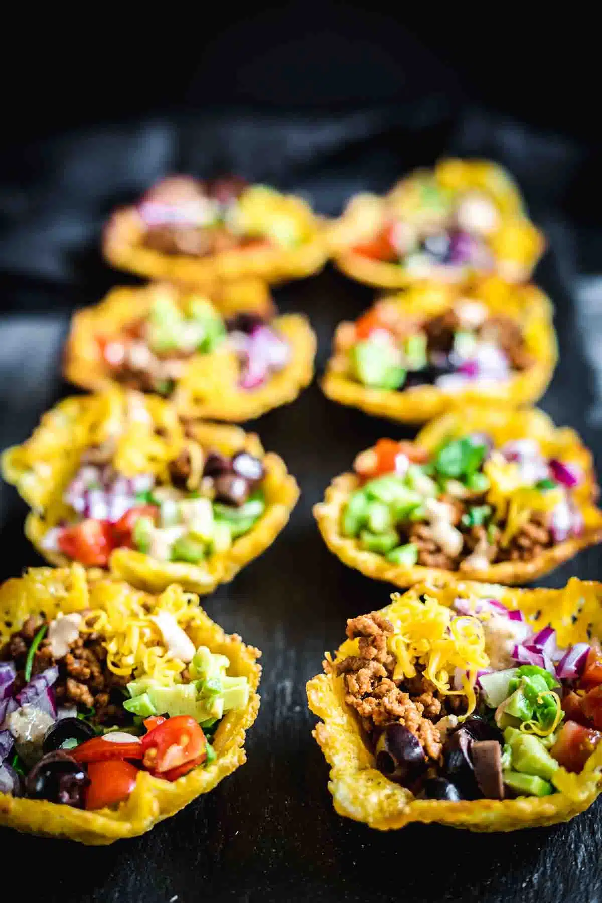 Taco Cups on a plate for party