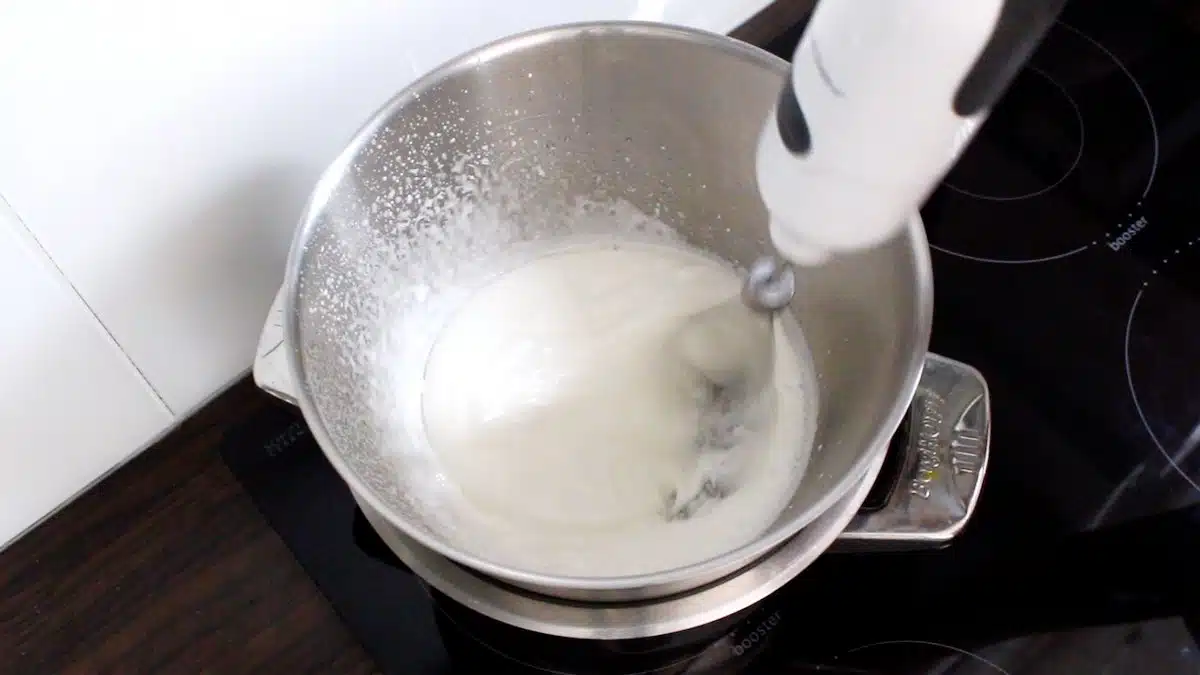 Low Carb Meringue Cookies whisking the first foam