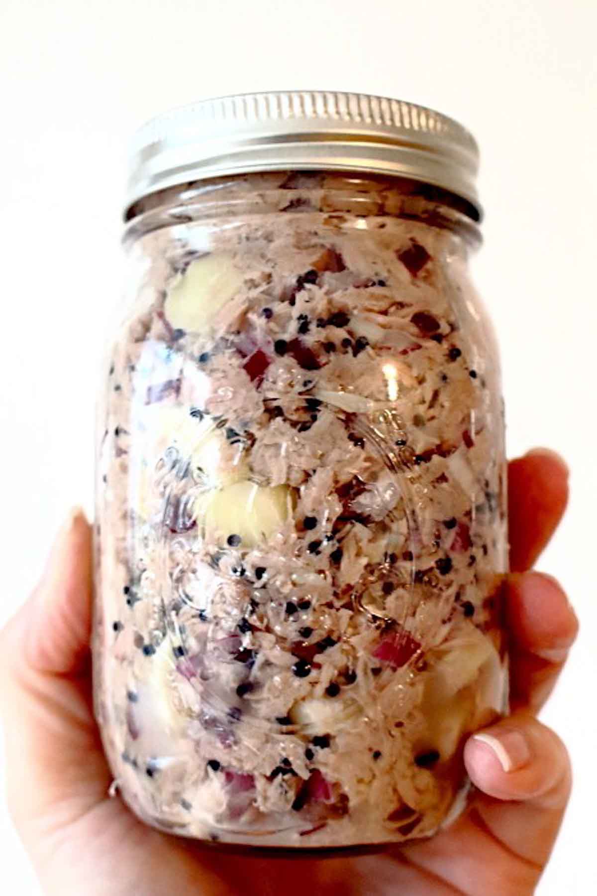 Tuna Breakfast spread in a mason jar