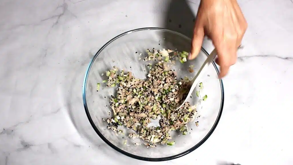 Easy Tuna Salad Recipe mixing all together