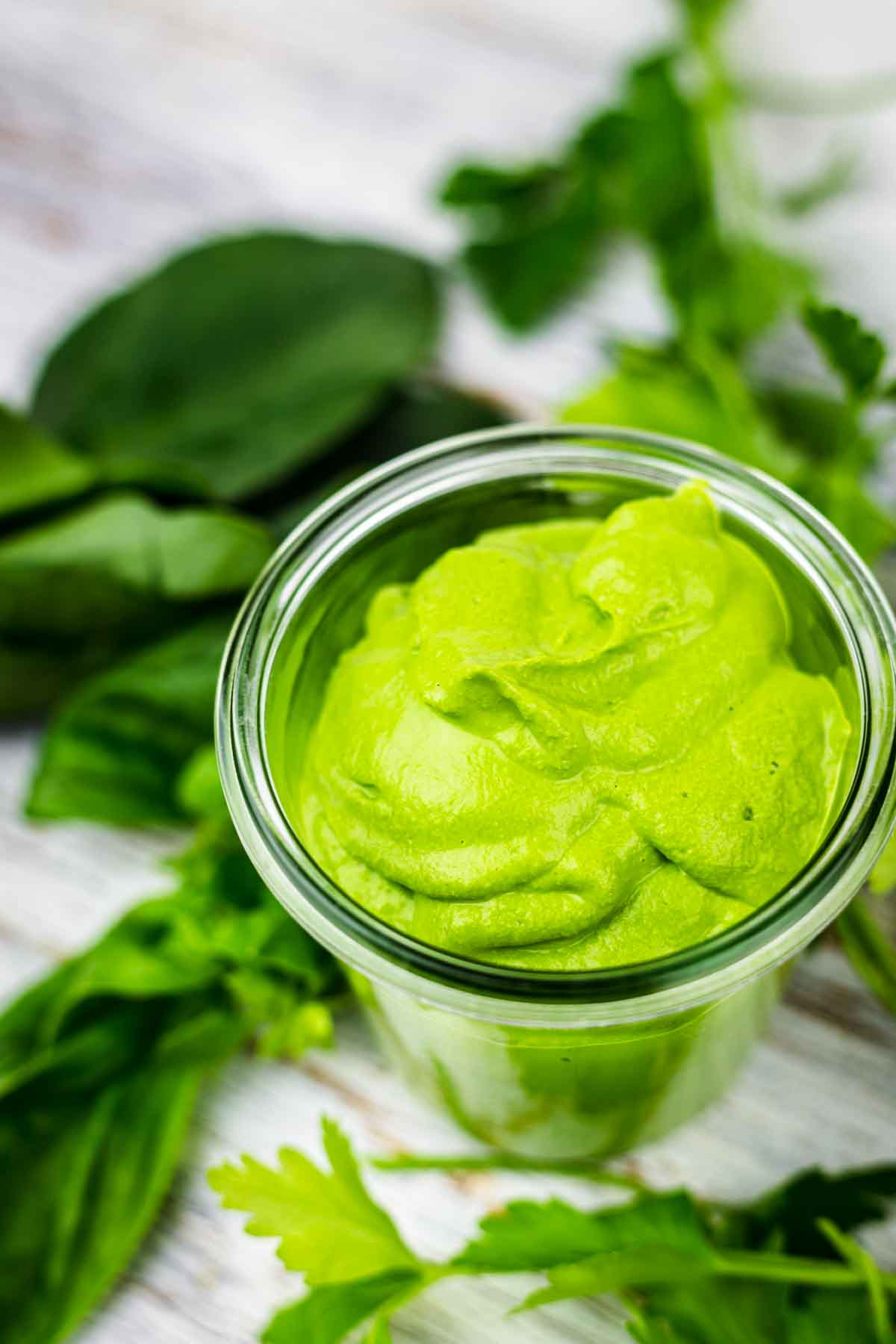 Recipe Green Goddess Dressing in a jar