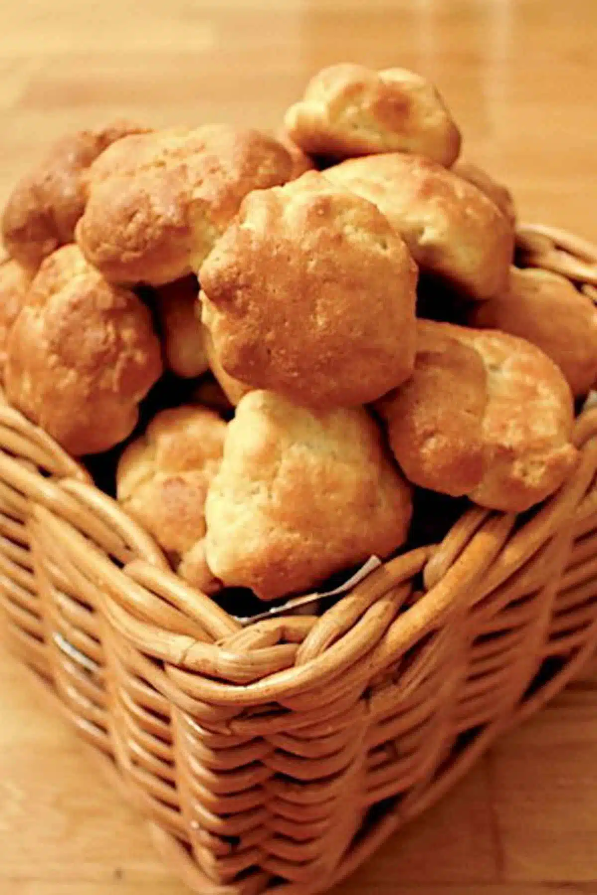 Low Carb Rolls in a wooden basket.