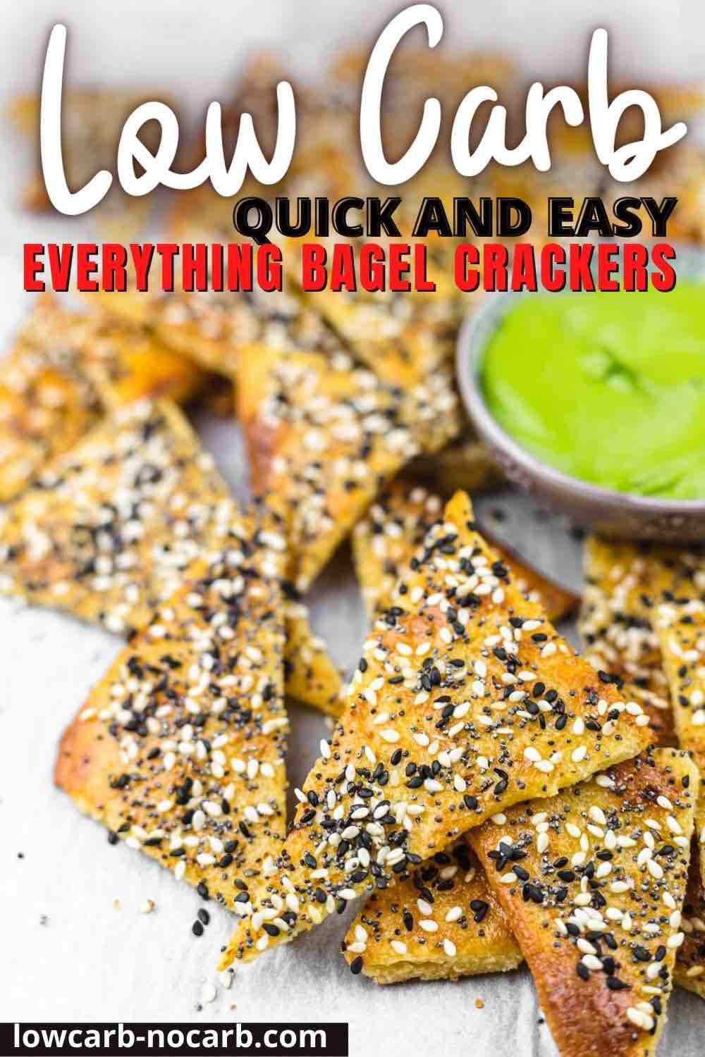 Keto Everything Bagel Crackers with sauce.