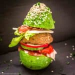 Avocado Bun Burger with sesame seeds.