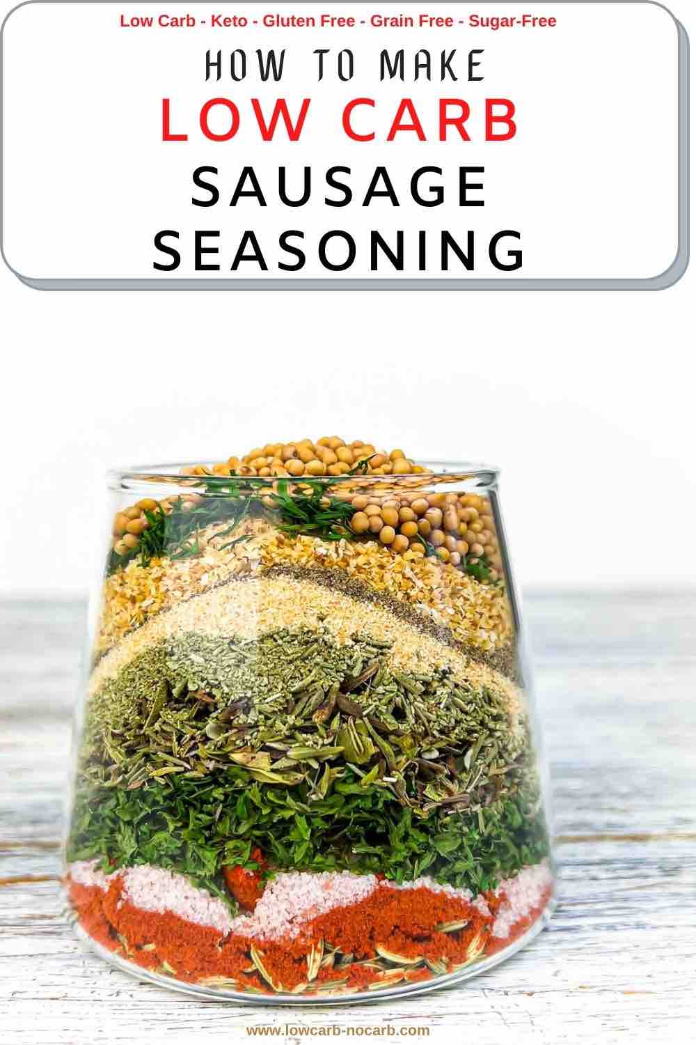 Homemade Sausage Seasoning Mix in a glass.