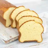 Low Carb Brioche Bread slices on a board.