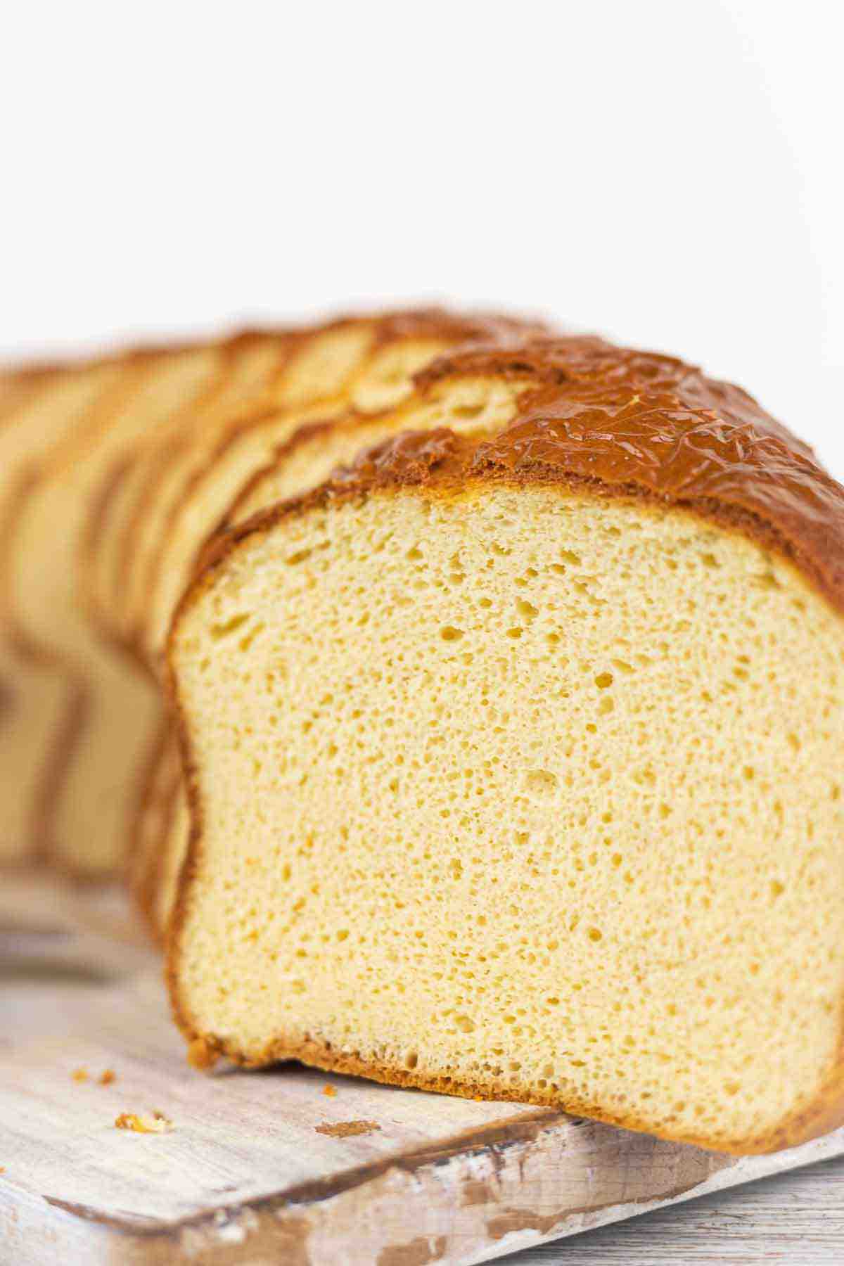 Keto Loaf Bread cut into slices.