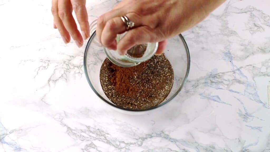 Coconut Chia Seed Pudding adding water in.