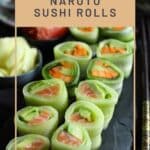 Cucumber Sushi Rolls filled with salmon and avocado.