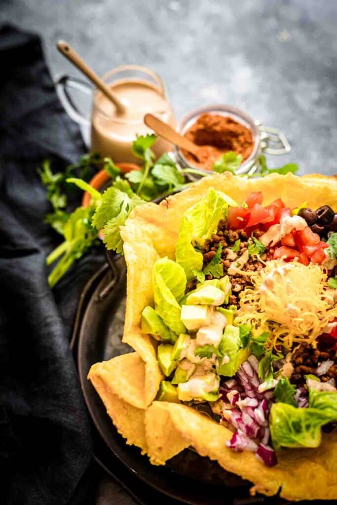 Keto Taco Salad Bowl with Mexican Ground Beef - Low Carb No Carb