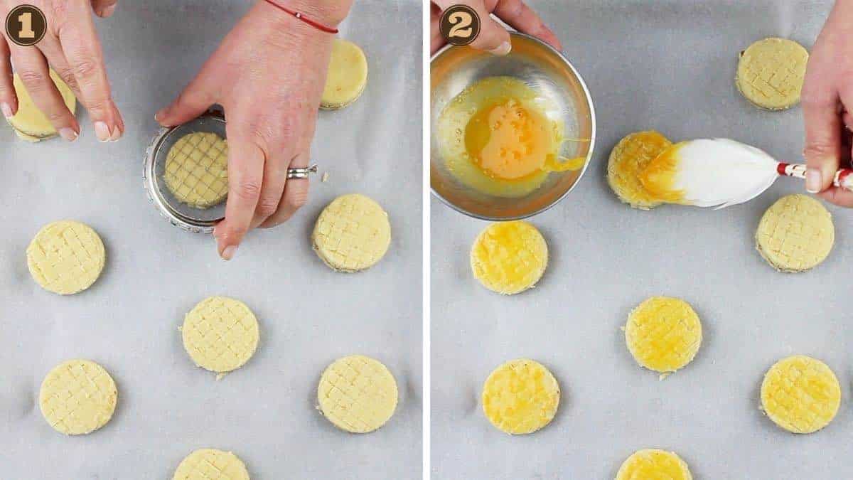 Almond Flour Biscuit designing and adding egg mixture.