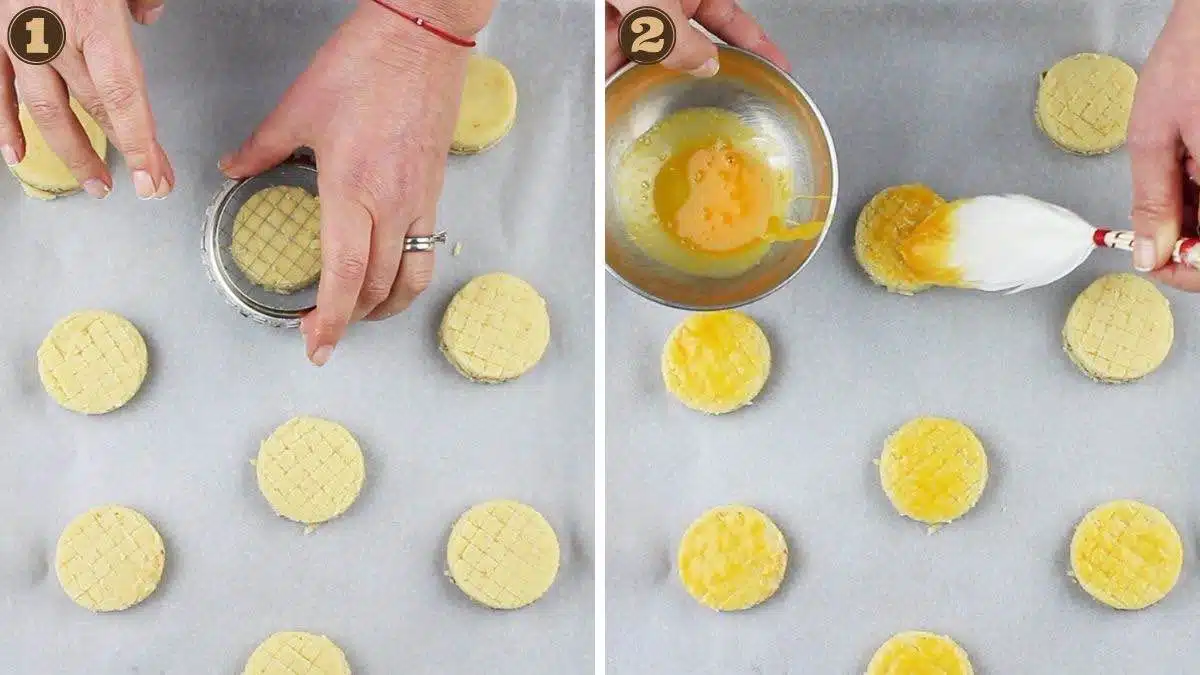 Almond Flour Biscuit designing and adding egg mixture.