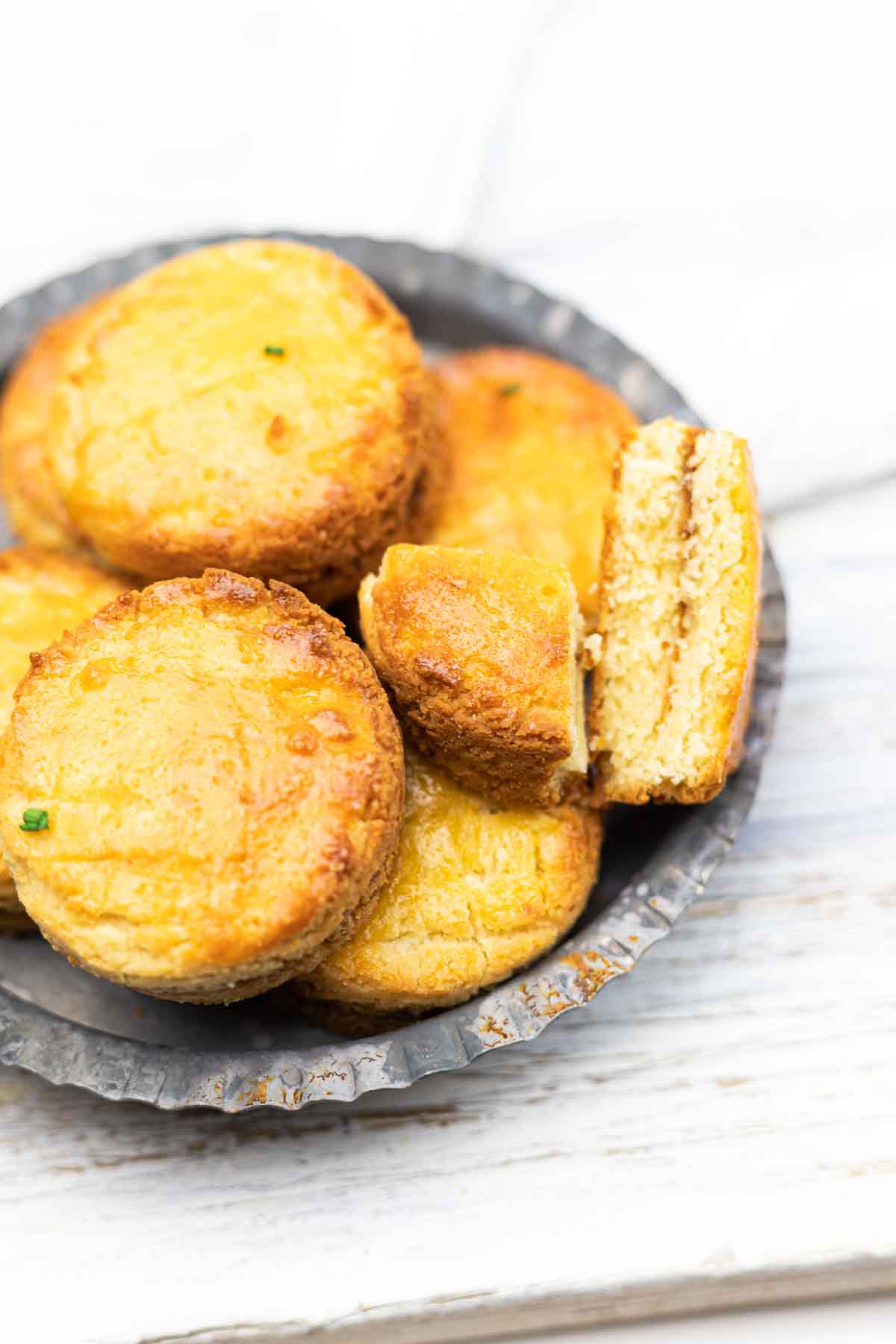 Keto Almond Flour Biscuits on a metal plate.