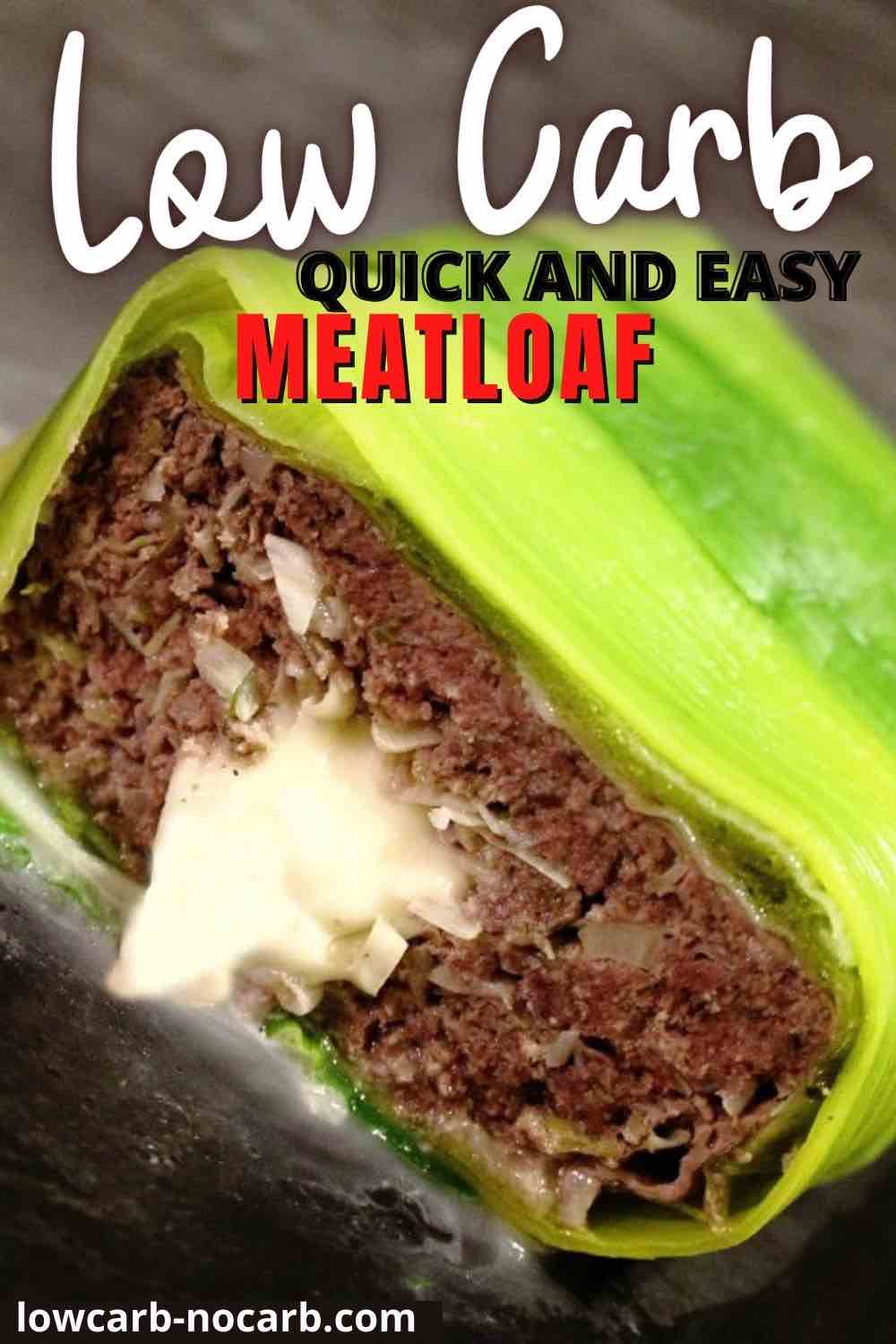 Keto Meatloaf Recipe with cheese in the middle.