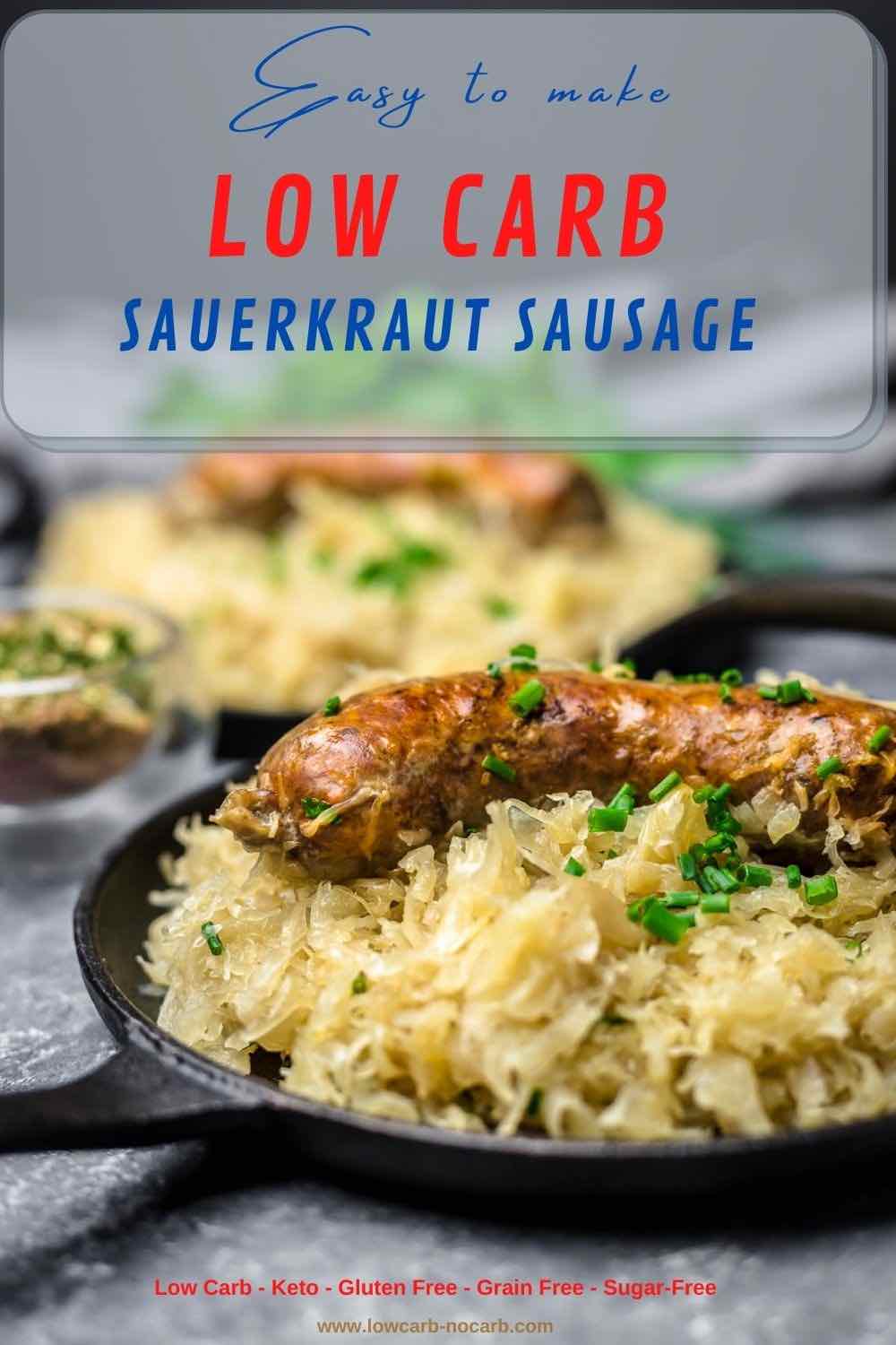 Sauerkraut and Sausage served inside cast iron.