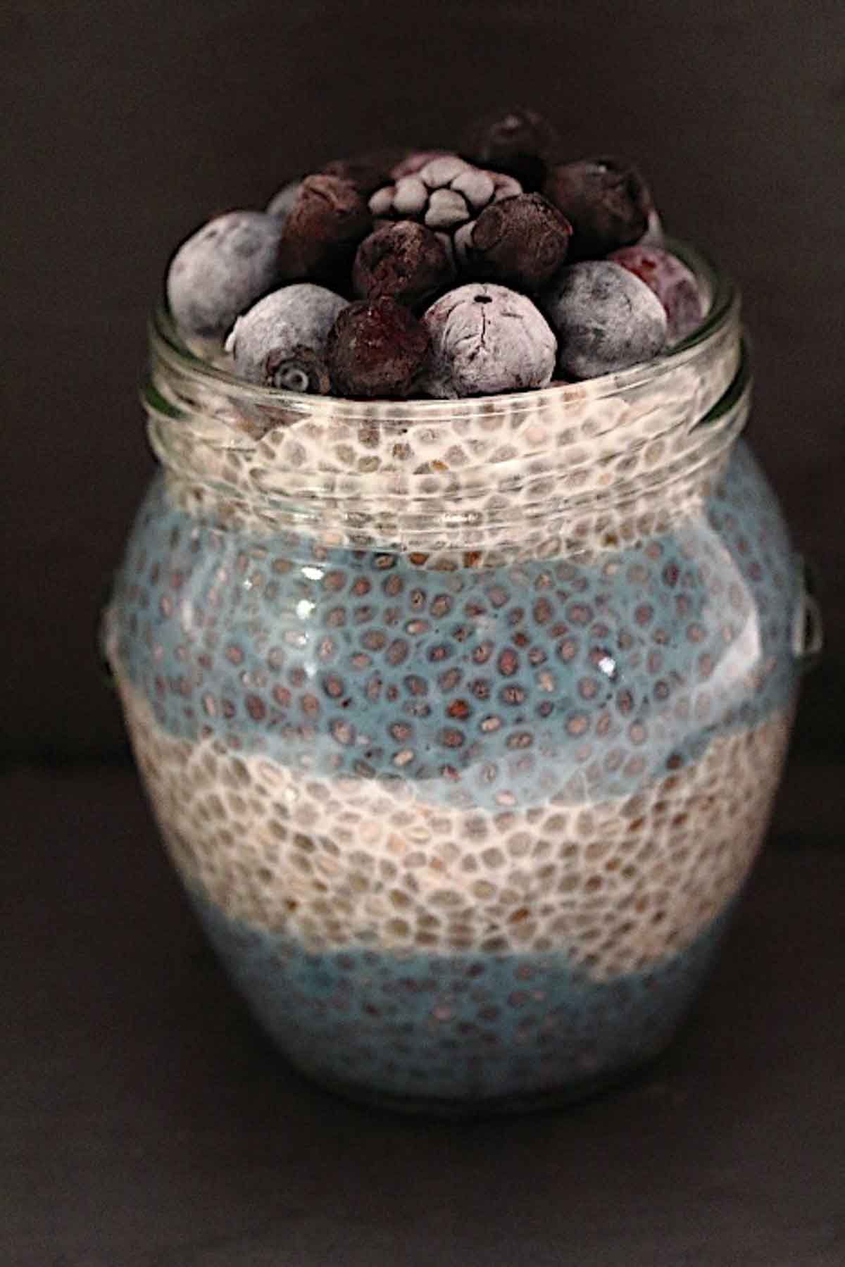 Chia Blueberry Pudding in a glass.