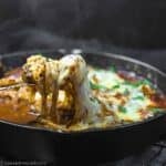 Beef Cabbage Dinner meal inside the cast iron.