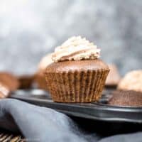 Chocoalte Low Carb cupcakes with Nutella frosting.