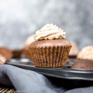Chocoalte Low Carb cupcakes with Nutella frosting.