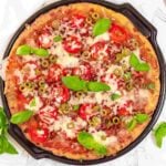 Fathead Pizza Dough baked in a stone.