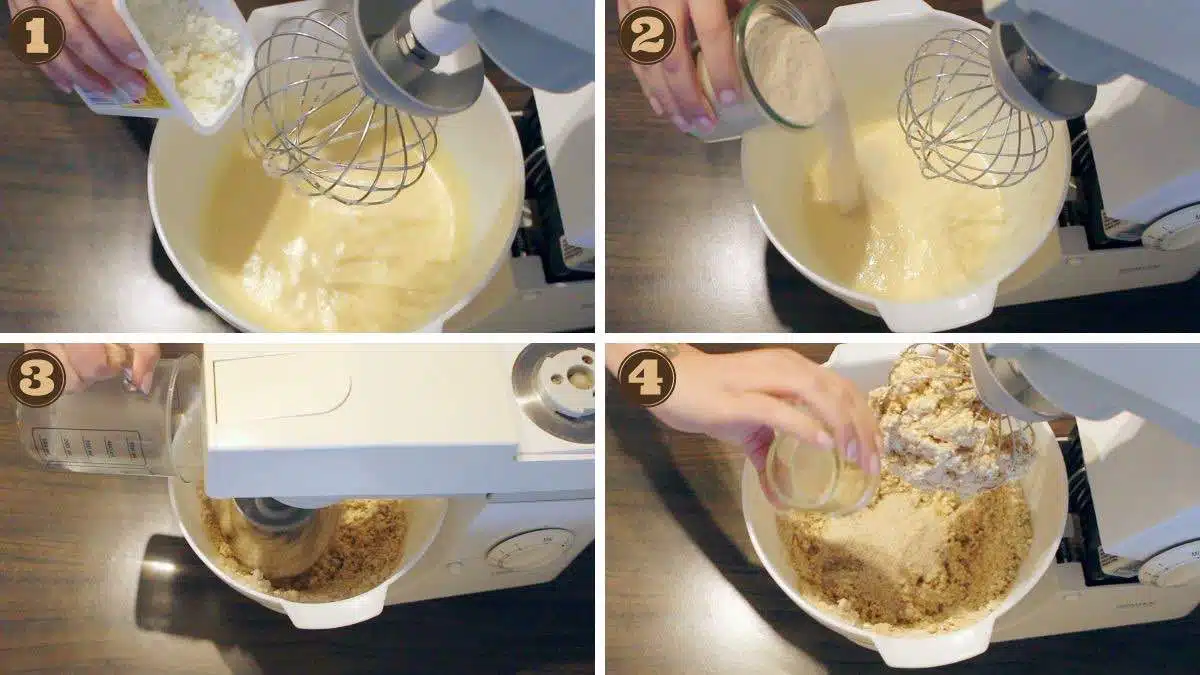 Keto Bread Recipe adding all ingredients into the kitchen machine.