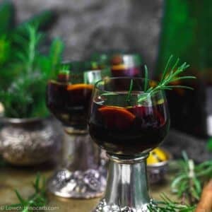 glasses of sugar-free mulled wine.