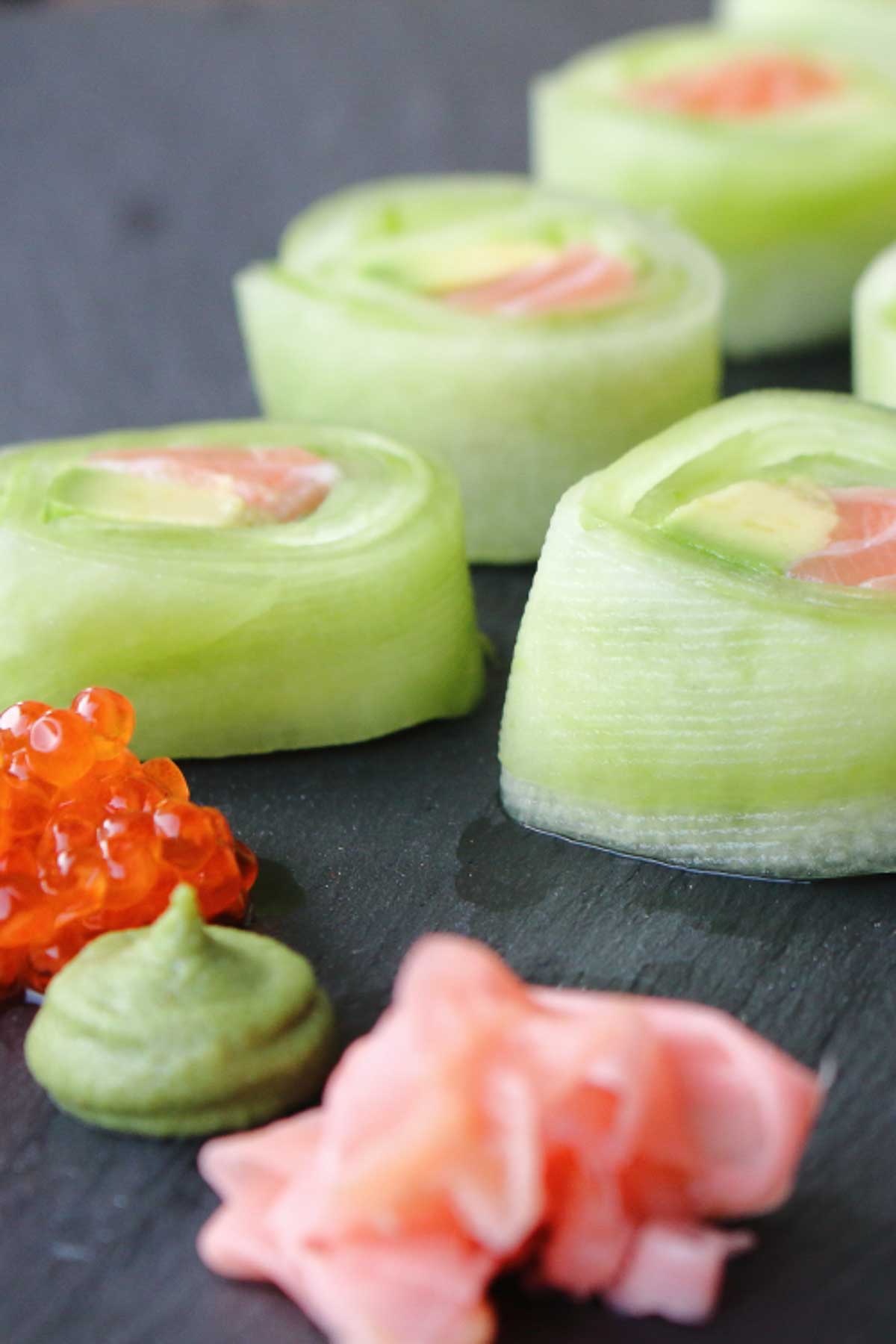 cucumber rolls as sushi.