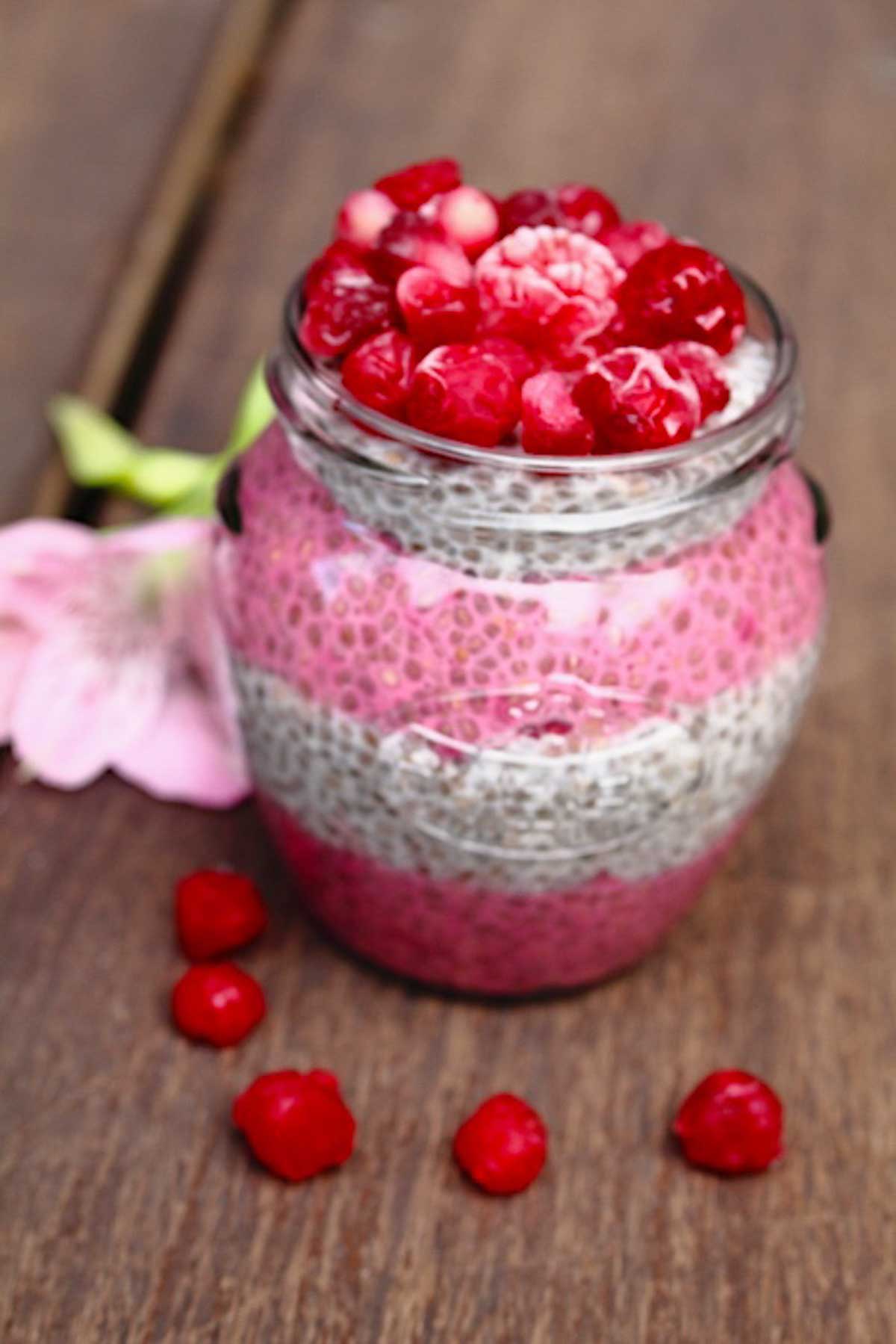 chia pudding made with berries.