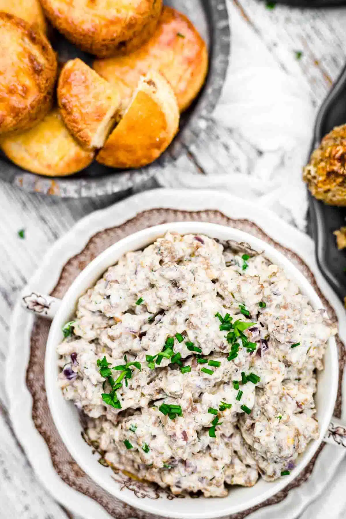 Keto Biscuits and Gravy with chives.