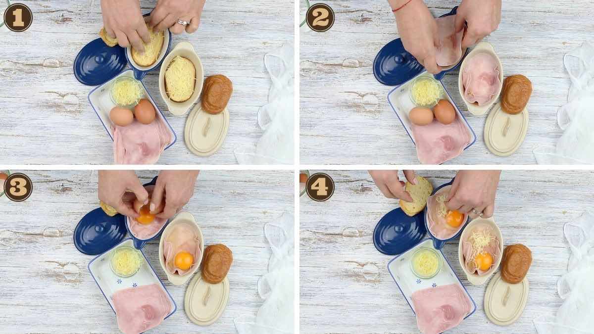 Keto Egg Breakfast steps for layering.