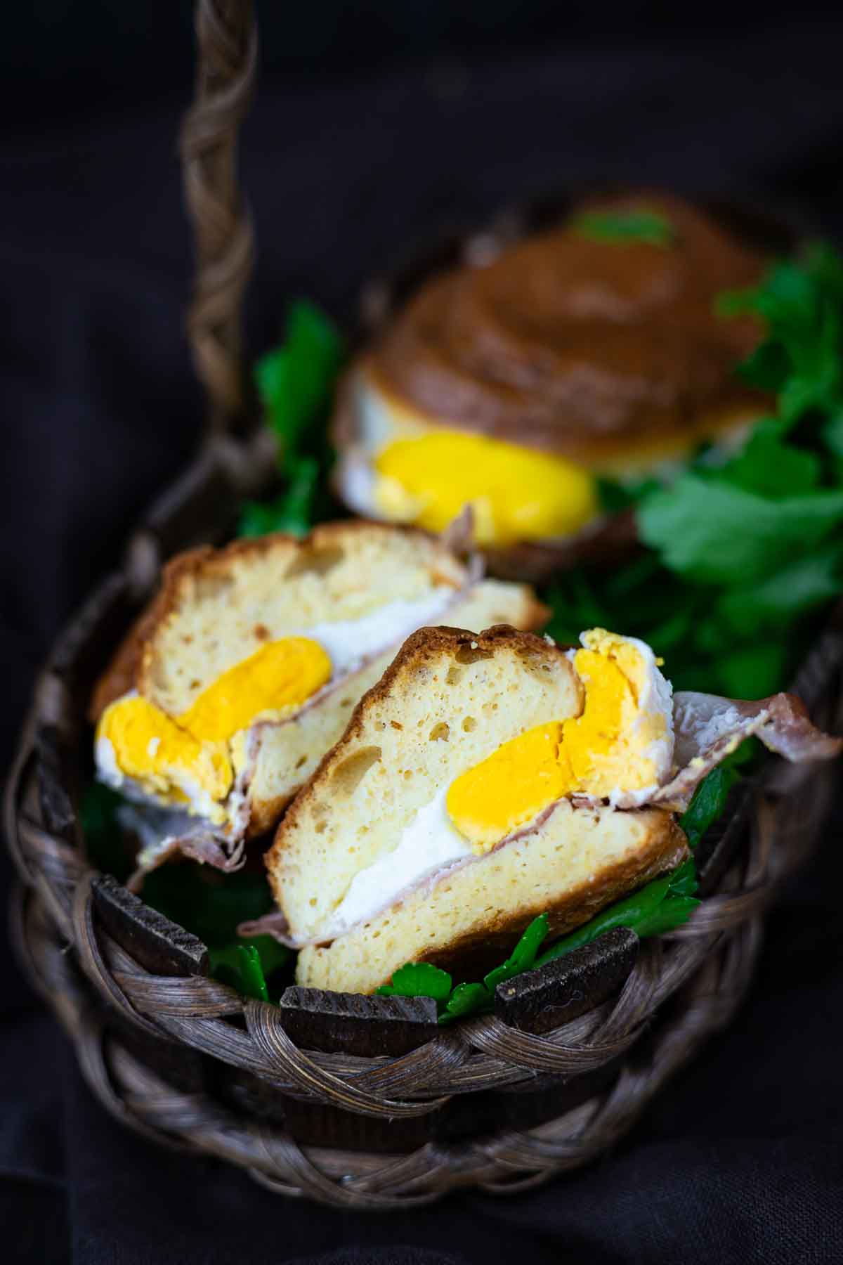 Keto Breakfast Sandwich in a basket.