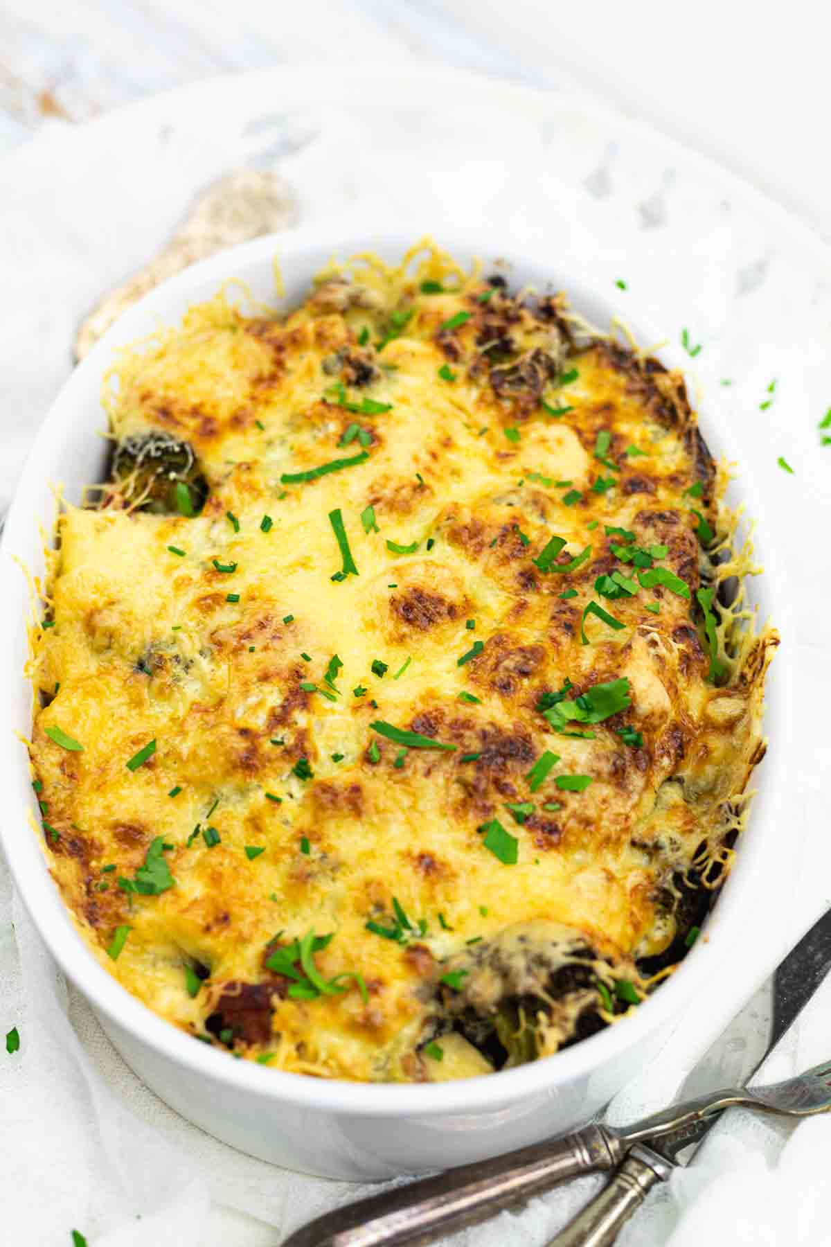 Low Carb Casserole with Chicken in a dish.