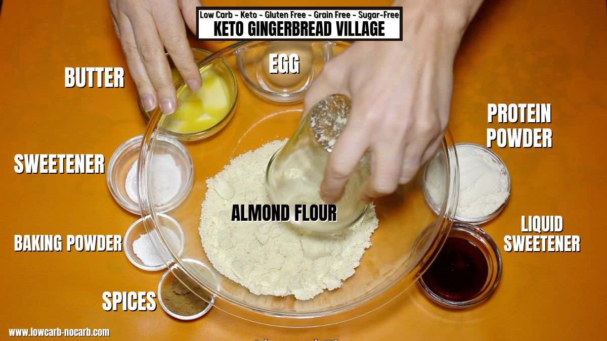 Keto gingerbread house ingredients needed.