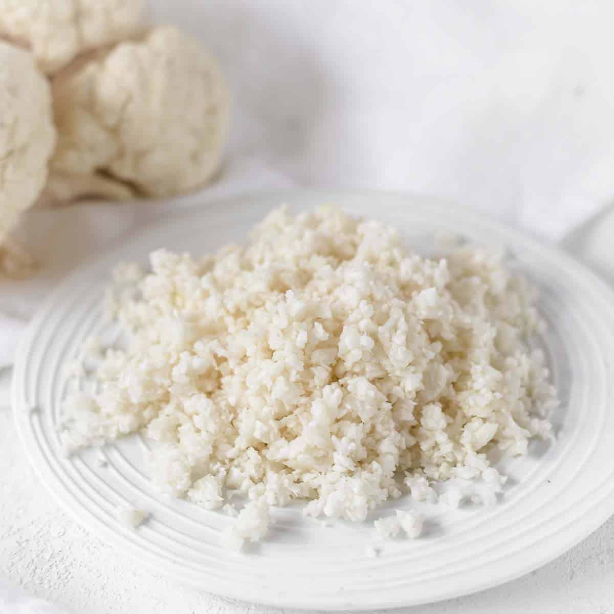 Cauliflower Rice placed on a serving plate.