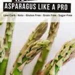 Close up of fresh asparagus tips.