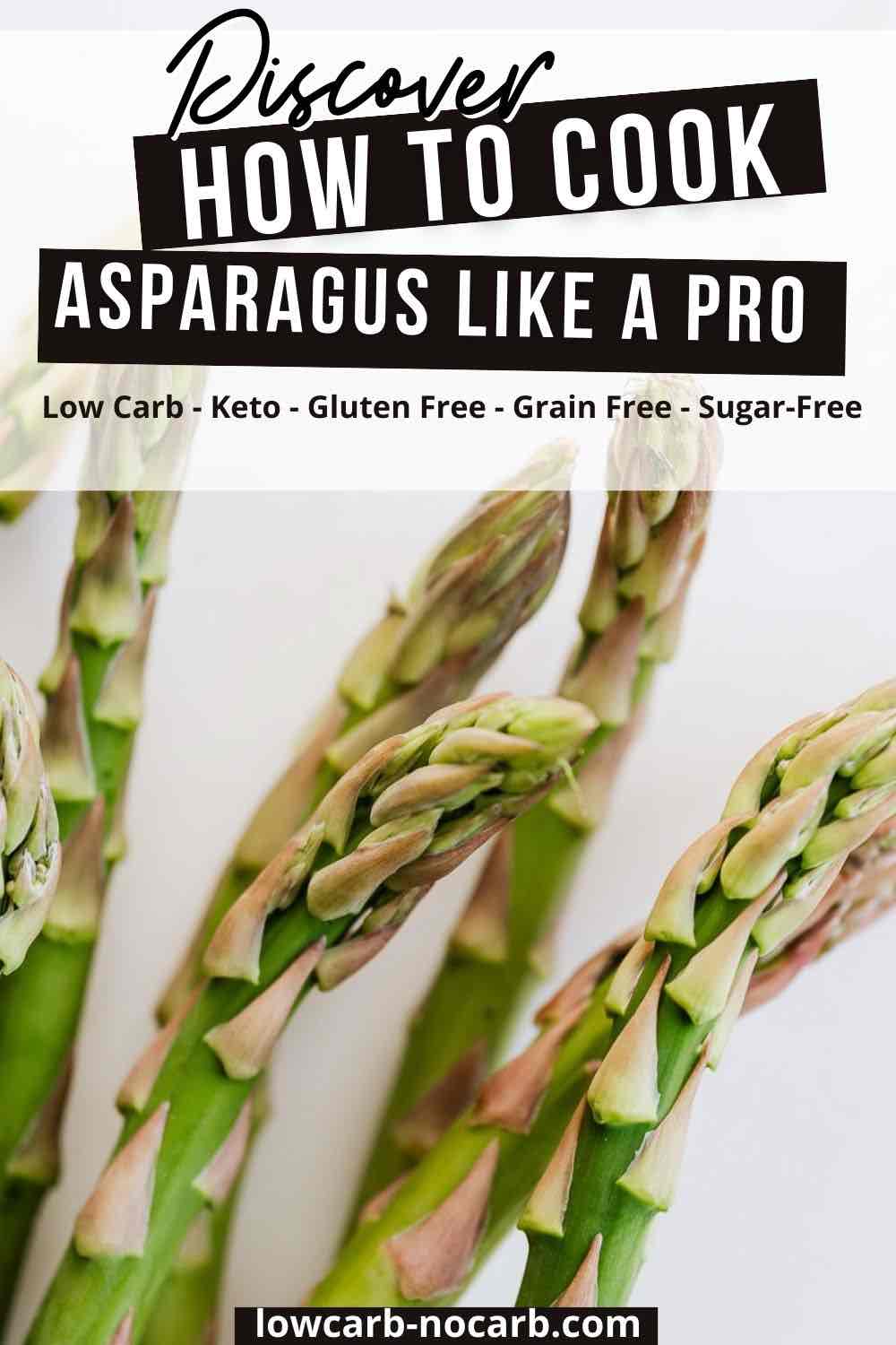 Close up of fresh asparagus tips.