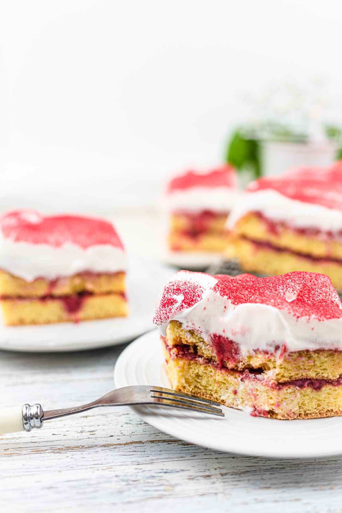 Strawberry Gluten Free Cake with fork.