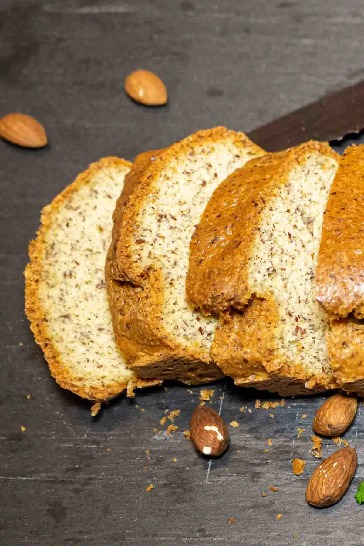 Almond Flour Bread Keto with nuts around.