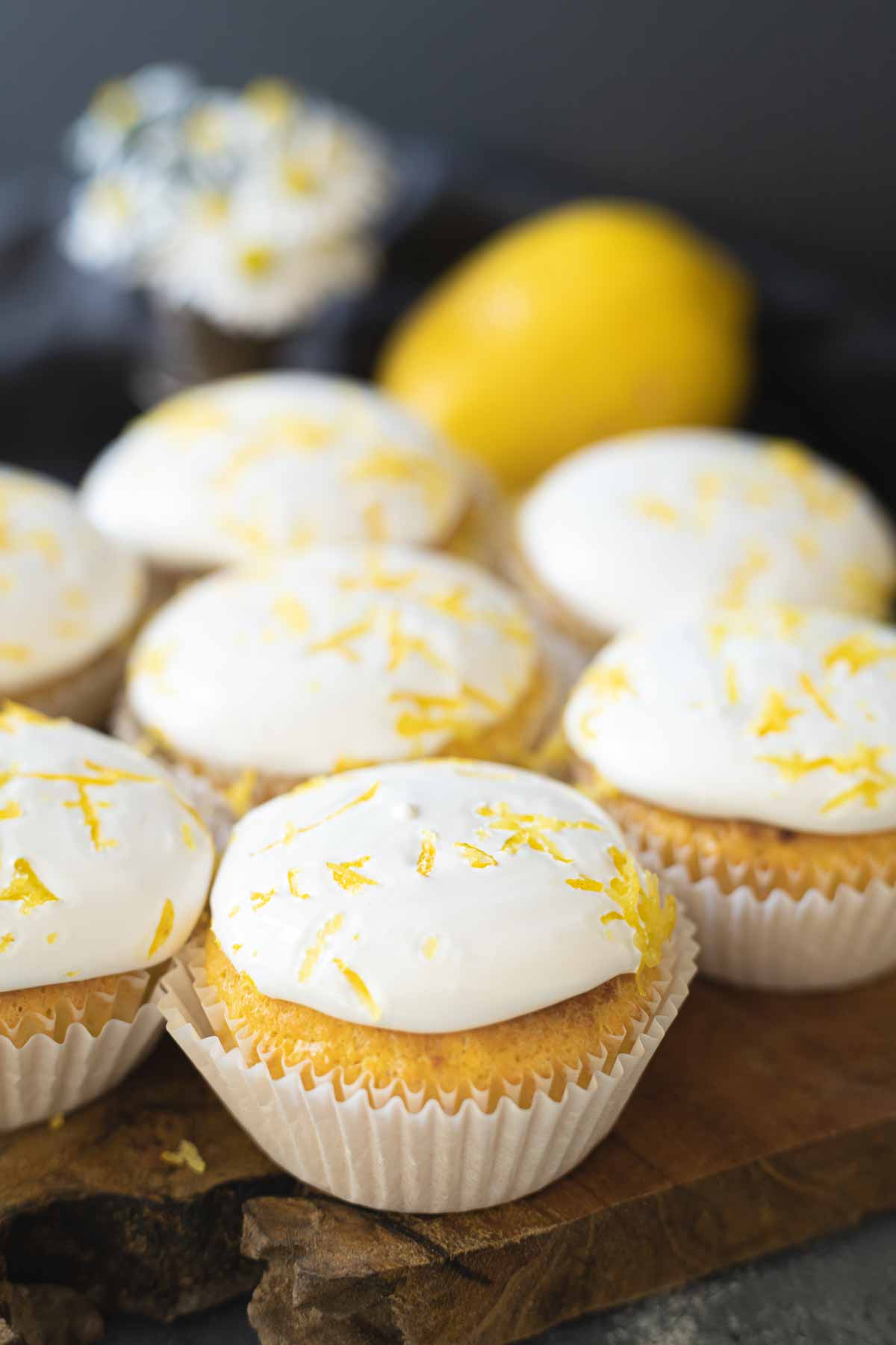 Lemon Curd Cupcakes ready to serve.