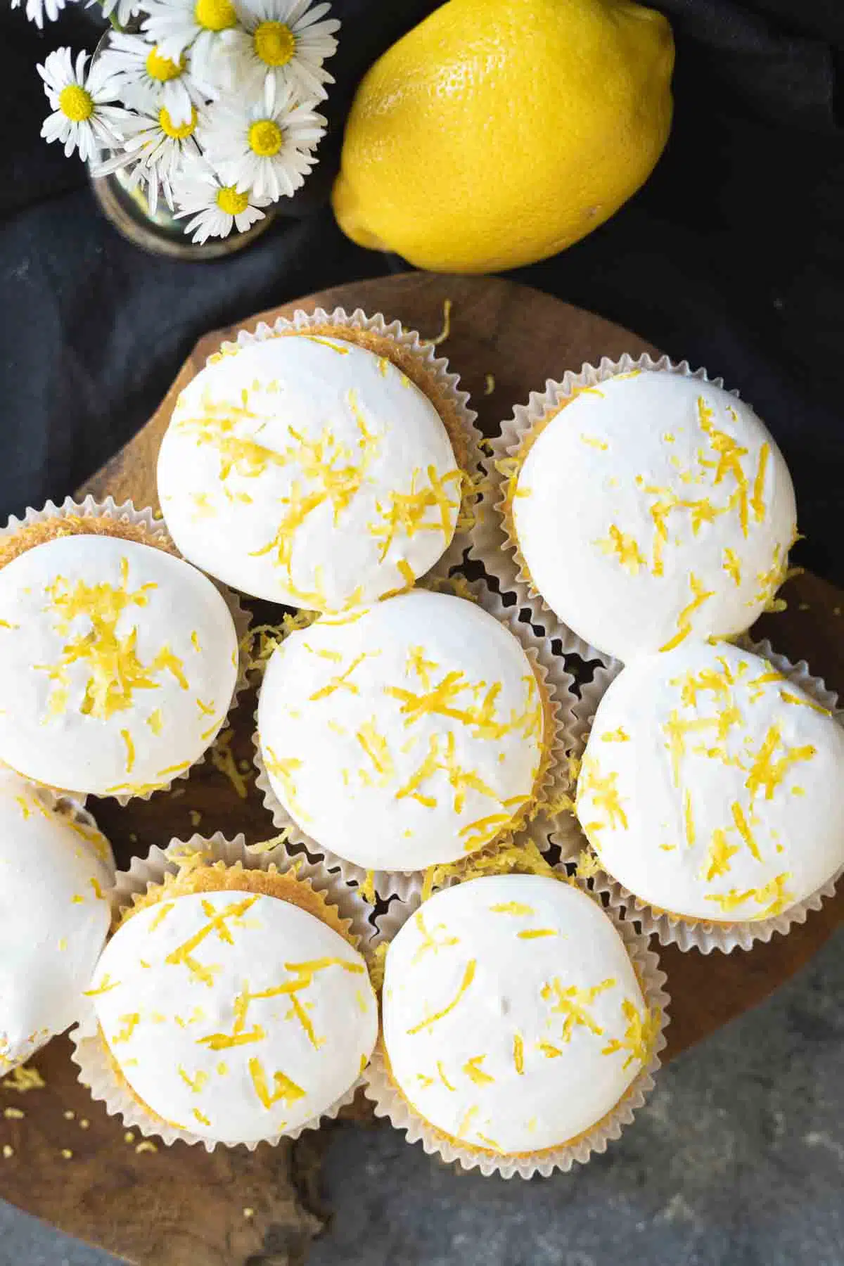 Muffins with Lemon Curd sprinkled with zest.