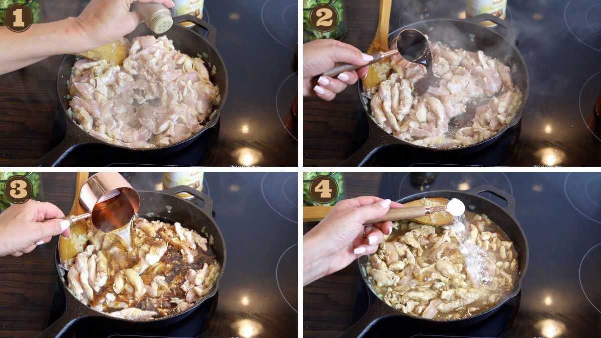 Healthy keto stir fry cooking steps.